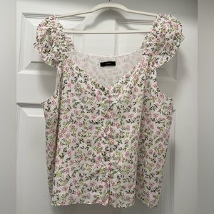 J. Crew Cap-sleeve crinkle chiffon top in meadow floral